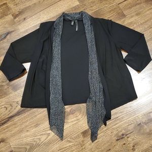 Womens black & silver dressy open collared jacket size M